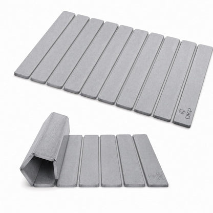 Foldable Stone Bath Mat 23.6” x 15.3” – Diatomaceous Earth Shower Mat, Super Absorbent Quick Drying, Non-Slip Diatomite Bathroom Mat for Floor, Dish Drying Mat for Kitchen, Light Grey