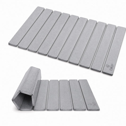 Foldable Stone Bath Mat 23.6” x 15.3” – Diatomaceous Earth Shower Mat, Super Absorbent Quick Drying, Non-Slip Diatomite Bathroom Mat for Floor, Dish Drying Mat for Kitchen, Light Grey