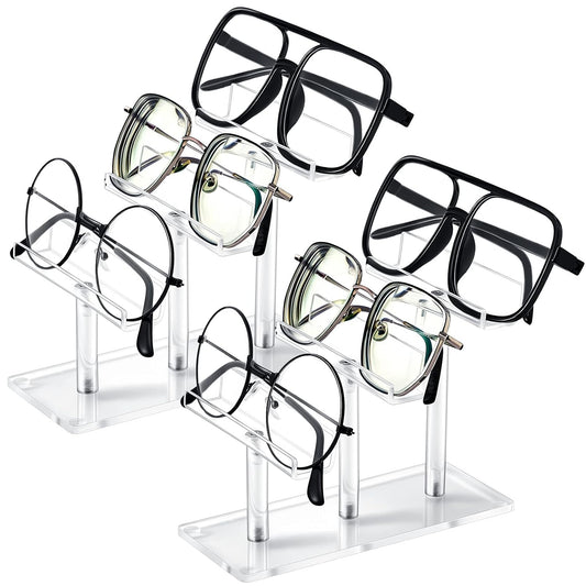 Sintuff 2 Pcs Eyeglasses Display Stand 3 Tiers Acrylic Sunglasses Holder Clear Sunglasses Organizer Frame Eyewear Glasses Stand for Glasses Shop Home Storage