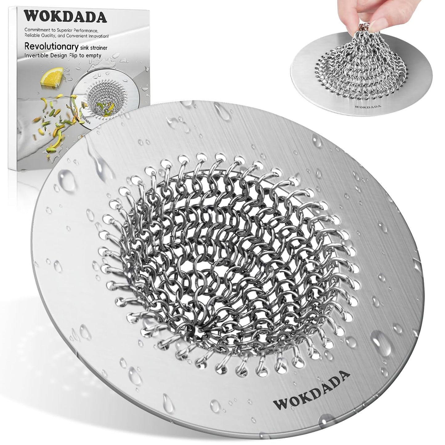 Reversible Kitchen Sink Drain Strainer, Anti-Clog Flat Edge Design | Anti-Slip Fit, Fast Drainage, Easy Flip Cleaning, Standard Sink Fit, Large Capacity, 304 Stainless Steel, Patented Design