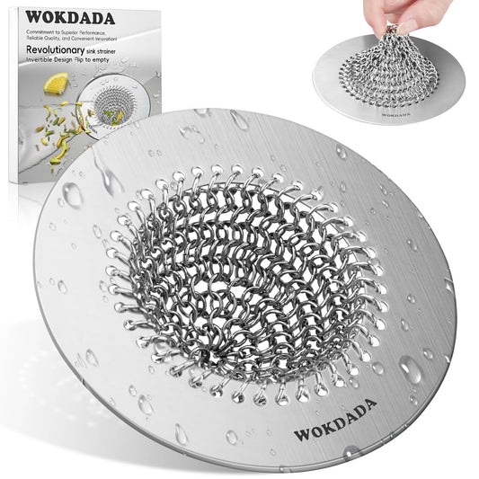 Reversible Kitchen Sink Drain Strainer, Anti-Clog Flat Edge Design | Anti-Slip Fit, Fast Drainage, Easy Flip Cleaning, Standard Sink Fit, Large Capacity, 304 Stainless Steel, Patented Design