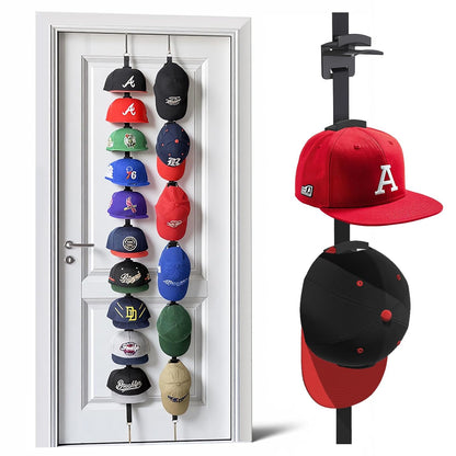 Hat Rack for Door - Two-Way Hanging Caps with Display Hooks and Hanger, Hat Organizer for Baseball Caps, Over the Door Hat Storage Organizer for Bedroom, Entrance or Garage Doors - 2 Packs