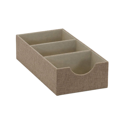 Household Essentials Brown 722-1 Deep 3 Section Drawer Organizer Box for Storage | 12 in x 6.13 in x 3.13