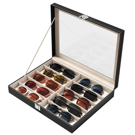 10/30 Slots Sunglass Organizer for Multiple Pairs... (Leather)
