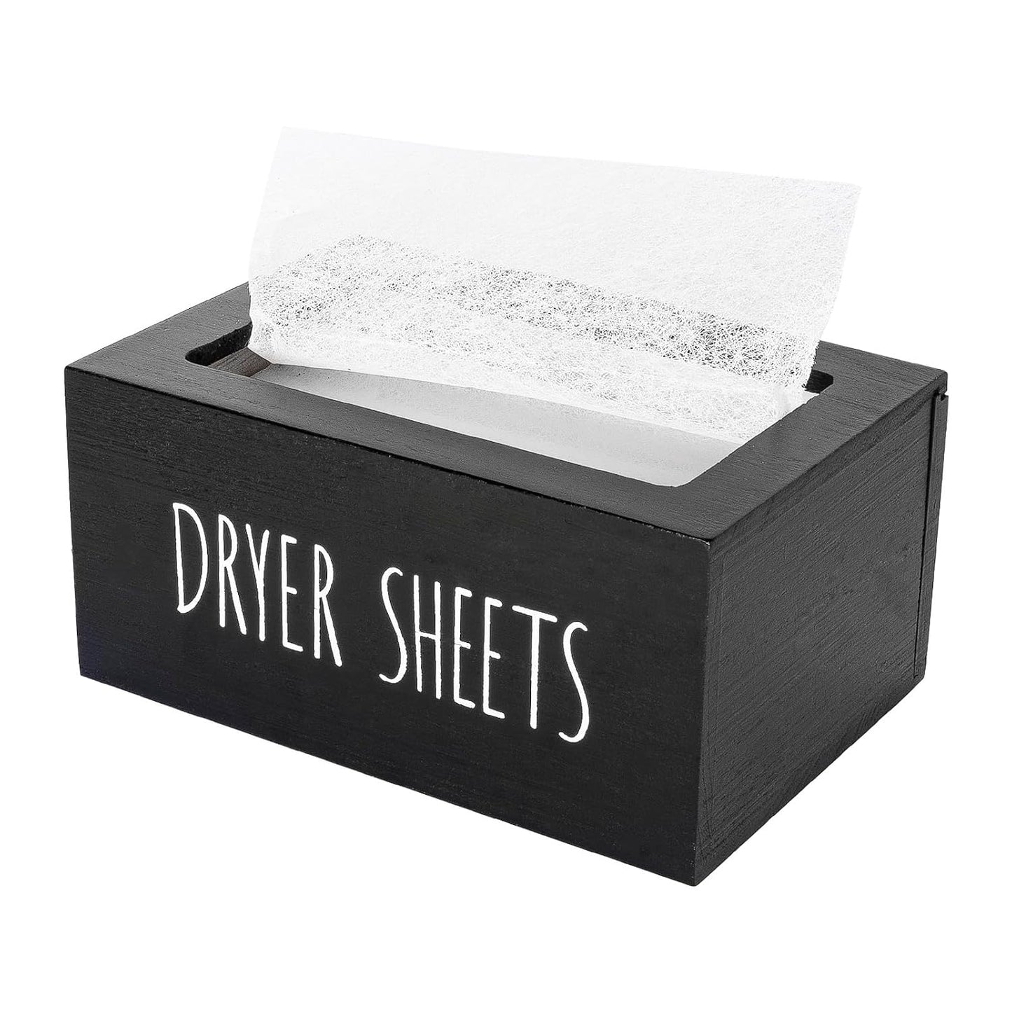 Laundry Dryer Sheet Container Wood Detergent Dispenser Holder, Black | Lightweight，Easy Open, Easy clean, Dryer Balls Dispenser Wood Storage Organization Box for Laundry Room, Bathroom, Kitchen