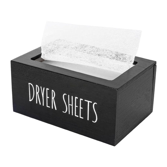 Laundry Dryer Sheet Container Wood Detergent Dispenser Holder, Black | Lightweight，Easy Open, Easy clean, Dryer Balls Dispenser Wood Storage Organization Box for Laundry Room, Bathroom, Kitchen