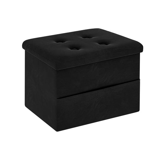 Small Storage Ottoman Foot Rest, Velvet Ottoman wi... (Black | Velvet)