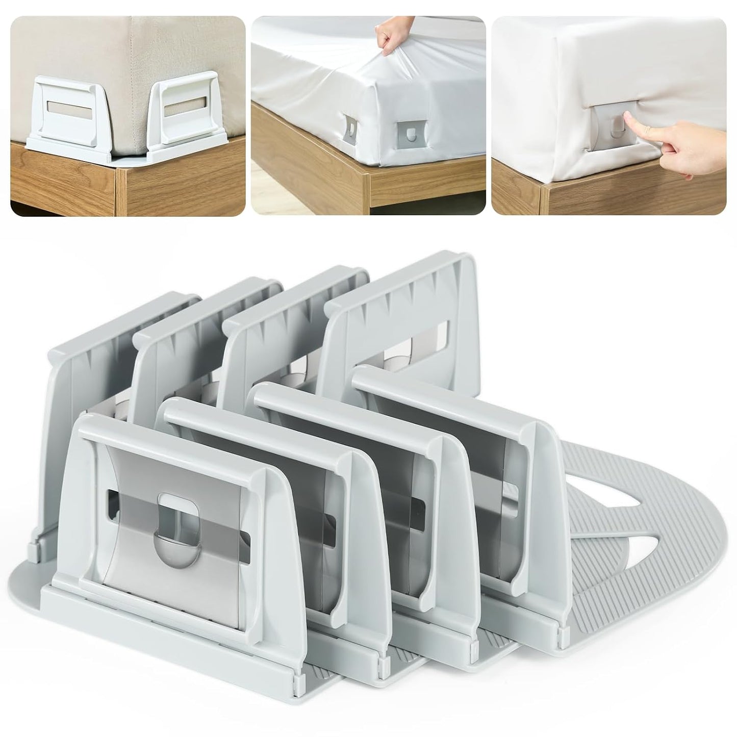 VOOWO Bed Sheet Holders For Corners - Bed Lock Sheet Holder Keep Sheets Firm & Tight, Heavy Duty Fitted Sheets Corner Holders, Mattress Corner Clips Bedsheet Gripper For King Queen Size Beds, Set of 4