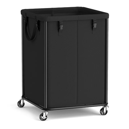 SONGMICS Laundry Basket with Wheels, Rolling Laundry Hamper with Steel Frame, Removable Liner Bag,45 Gallon (170 L), Ink Black URLS031BH01