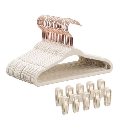 Baby Velvet Hangers 30 Pack - 11 Inch Premium Felt Non Slip Kids Hanger for Infant & Toddler Clothes - 0.2" Slim Space-Saving Baby Felt Hangers for Children's Closet with 10 Clips - Beige