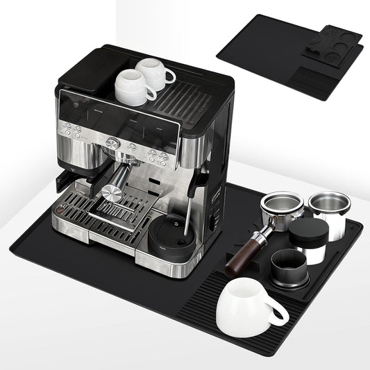 Silicone Coffee Mat Compatible with Ninja Luxe Espresso Coffee Machine ES601/ES701 & Most Home Espresso Machines - 23"x15" Anti-Slip Heat-Resistant - Maker Bar | Tamping Mat (2-in-1)