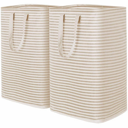 Lifewit 2 Pack Laundry Basket 80L Each, Collapsible Clothes Hamper with Reinforced Handles, Freestanding Waterproof Design for Bedroom and Laundry Room, Beige 160L Total