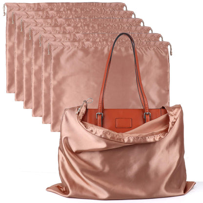 PlasMaller Dust Cover Storage Bags Silk Cloth with Drawstring Pouch For Handbags Purses Pocketbooks Shoes Boots Set of 6, Pink (23.6 x 19.6 in)
