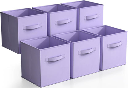 Sorbus Storage Cubes - 11 Inch Foldable Fabric Baskets for Organizing Pantry, Closet, Shelf, Toy Box, Cubby - 6 Collapsible Cloth Cube Storage Bins for Home, Nursery, Playroom, Bedroom (Pastel Purple)