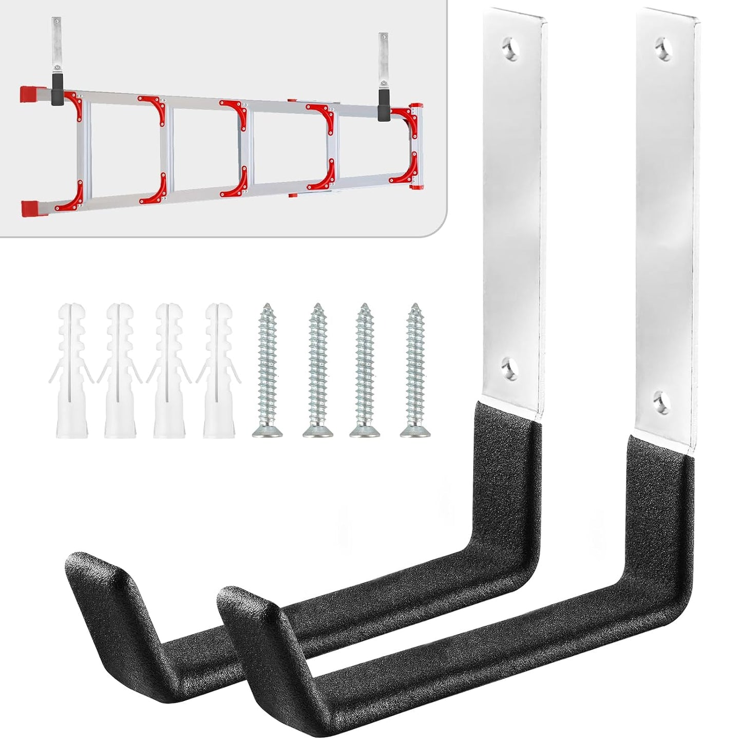 AccEncyc Heavy Duty Garage Hooks, 2Pcs Stainless Steel Wall Mount Hooks, 50lb Weight Capacity, for Garden Hose, Bike, Ladder, Tool Organizer