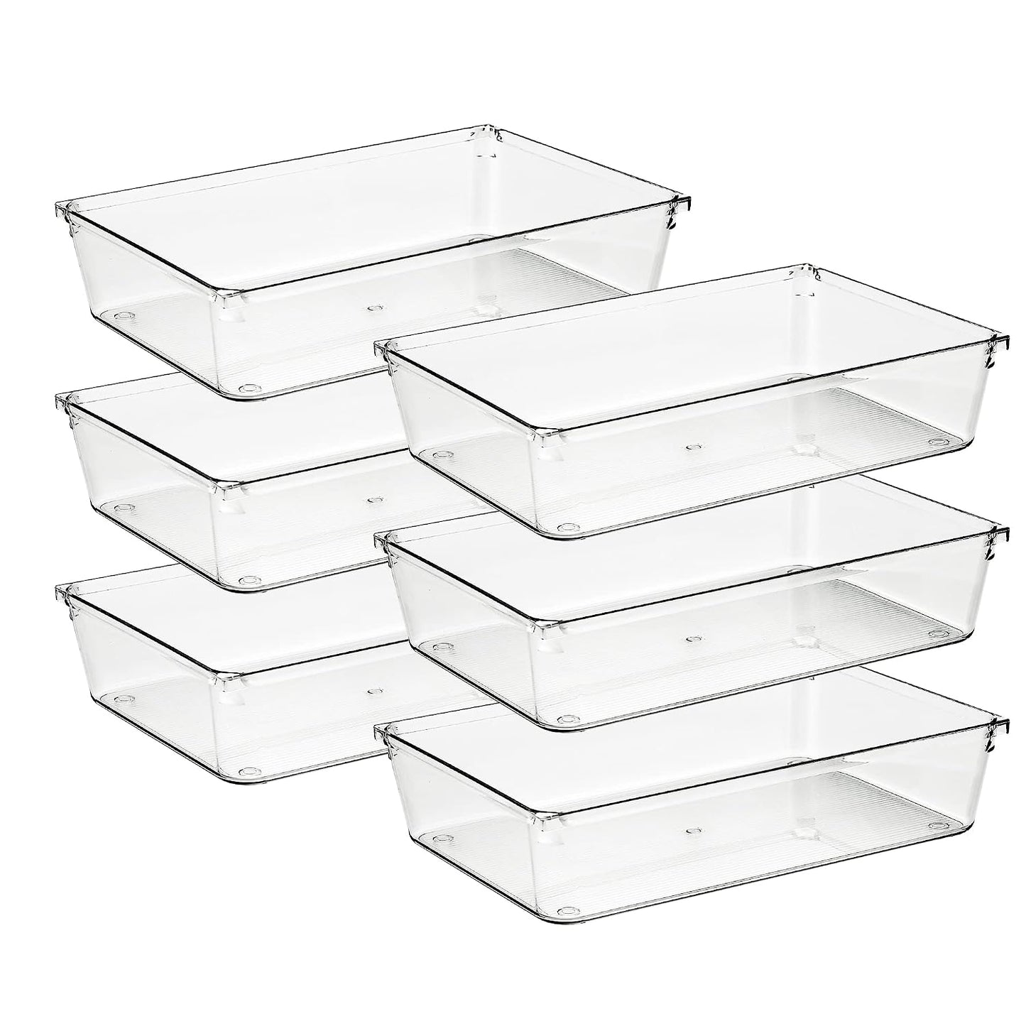 6 Pack Drawer Organizer - 6" X 9" Plastic Storage... (6 Count | Transparent)