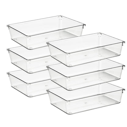 6 Pack Drawer Organizer - 6" X 9" Plastic Storage... (6 Count | Transparent)