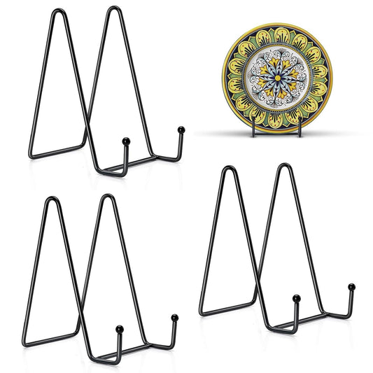 3 Pack 10 Inch Plate Stands for Display, Plate Hol... (black | Metal)