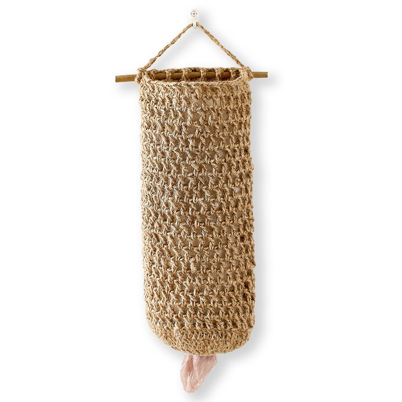 Plastic Bag Holders for Grocery Bags – Handwoven Jute Grocery Bag Holder, Rustic Plastic Bag Organizer for Kitchen – Bag Holder for Plastic Bags Groceries Store (Natural Hemp)