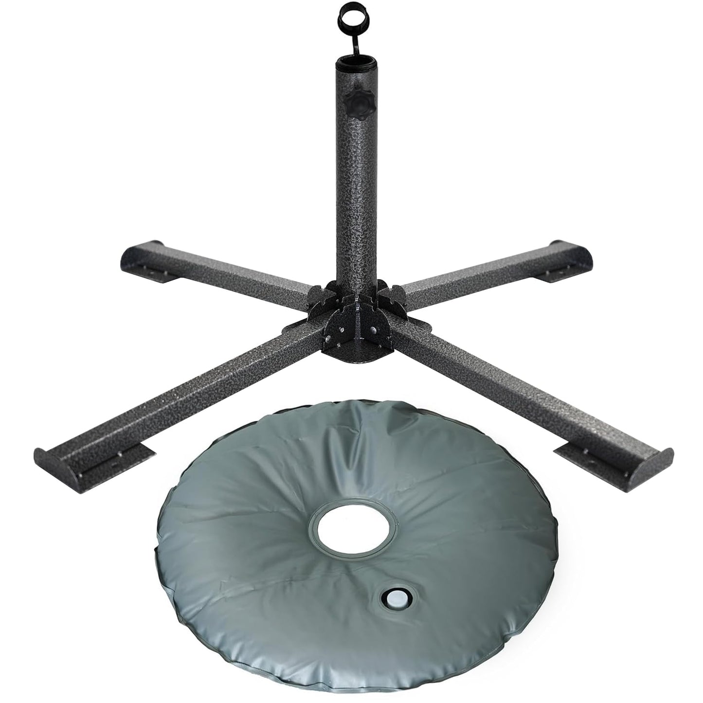AMMSUN Foldable Portable Beach Umbrella Stand, Patio Umbrella Base Holder | Outdoor Sunshade Anchor, with Weight Bag, Rust-Free Tempered Iron Umbrella Stand for Courtyard, Garden, Beach, Lawn, Fishing