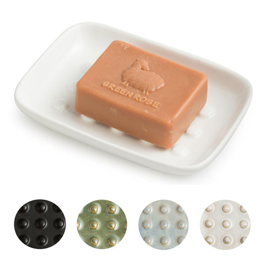 Soap Dish, Ceramic Soap Holder Shower Soap Dish fo... (White | Ceramic)
