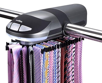 Motorized Tie Rack Stores Up to 50 Ties– Closet Organizer, Holds & Displays Up to 50 Ties Or Belts, Rotation Operates with Batteries. Great Gift Idea for Fathers Day