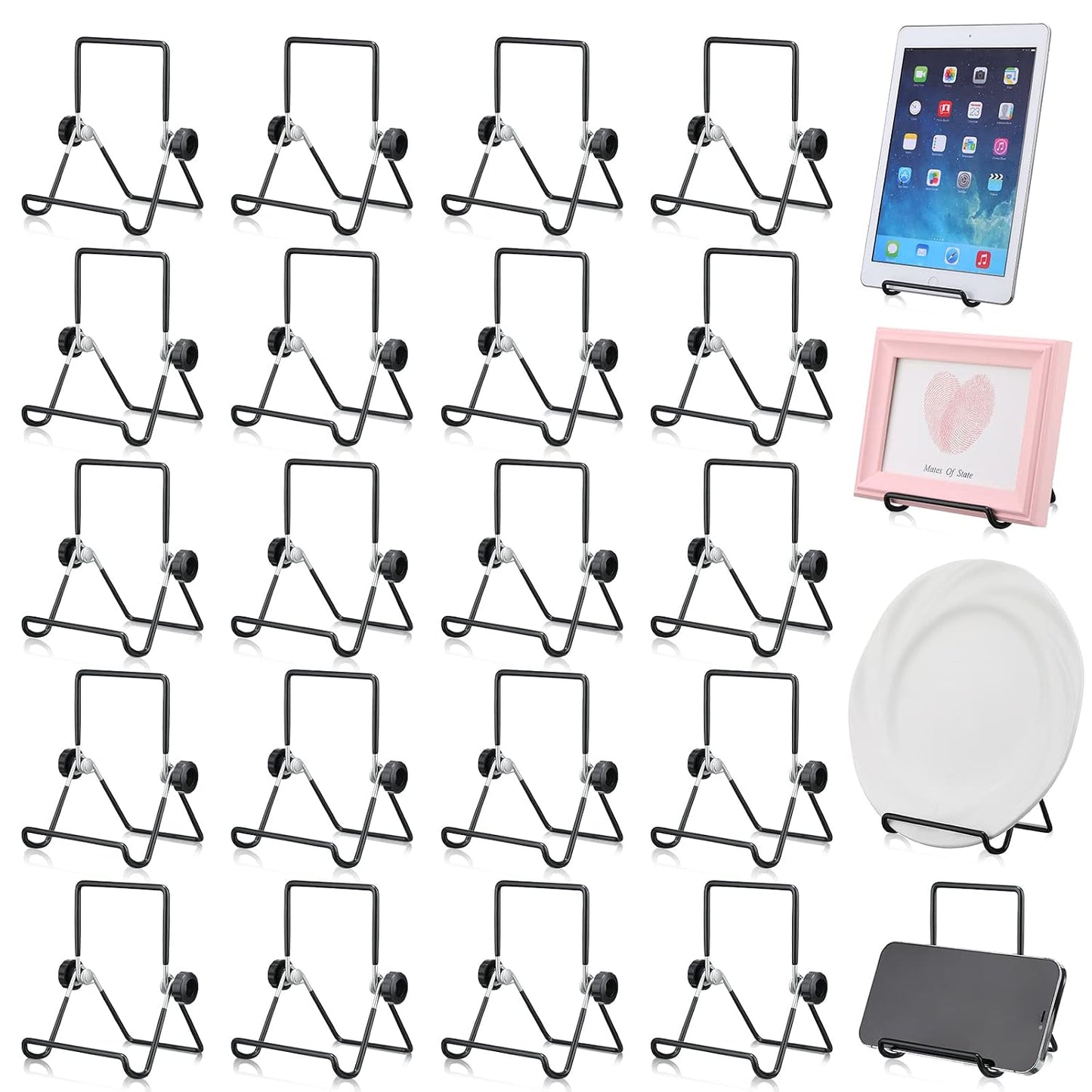 24 Pack Book Stand, Foldable Picture Holders for T... (Metal)