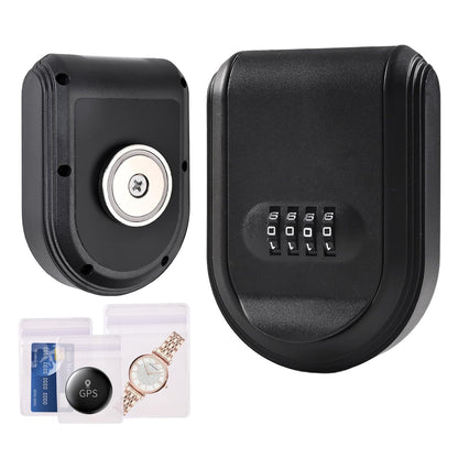 Magnetic Key Box for Under Car with Combination Lock Hidden Key Holder for Outside Storage Sparekey Outdoor (1, Black)
