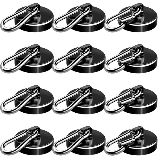 Carabiner Magnetic Hooks, 110LBS Strong Magnets, B... (Black)