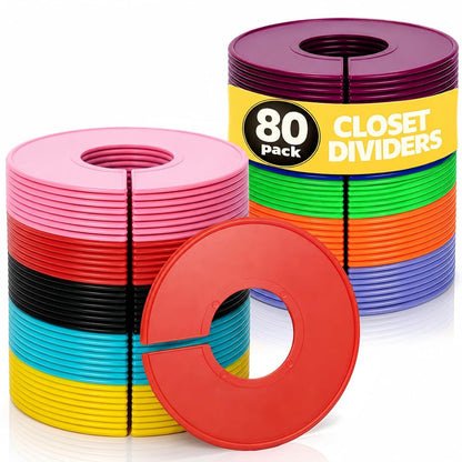 ZOOFOX 80 Pieces Closet Dividers for Hanging Clothes, Colored Clothing Rack Dividers, Round Closet Separator for Home or Clothing Store