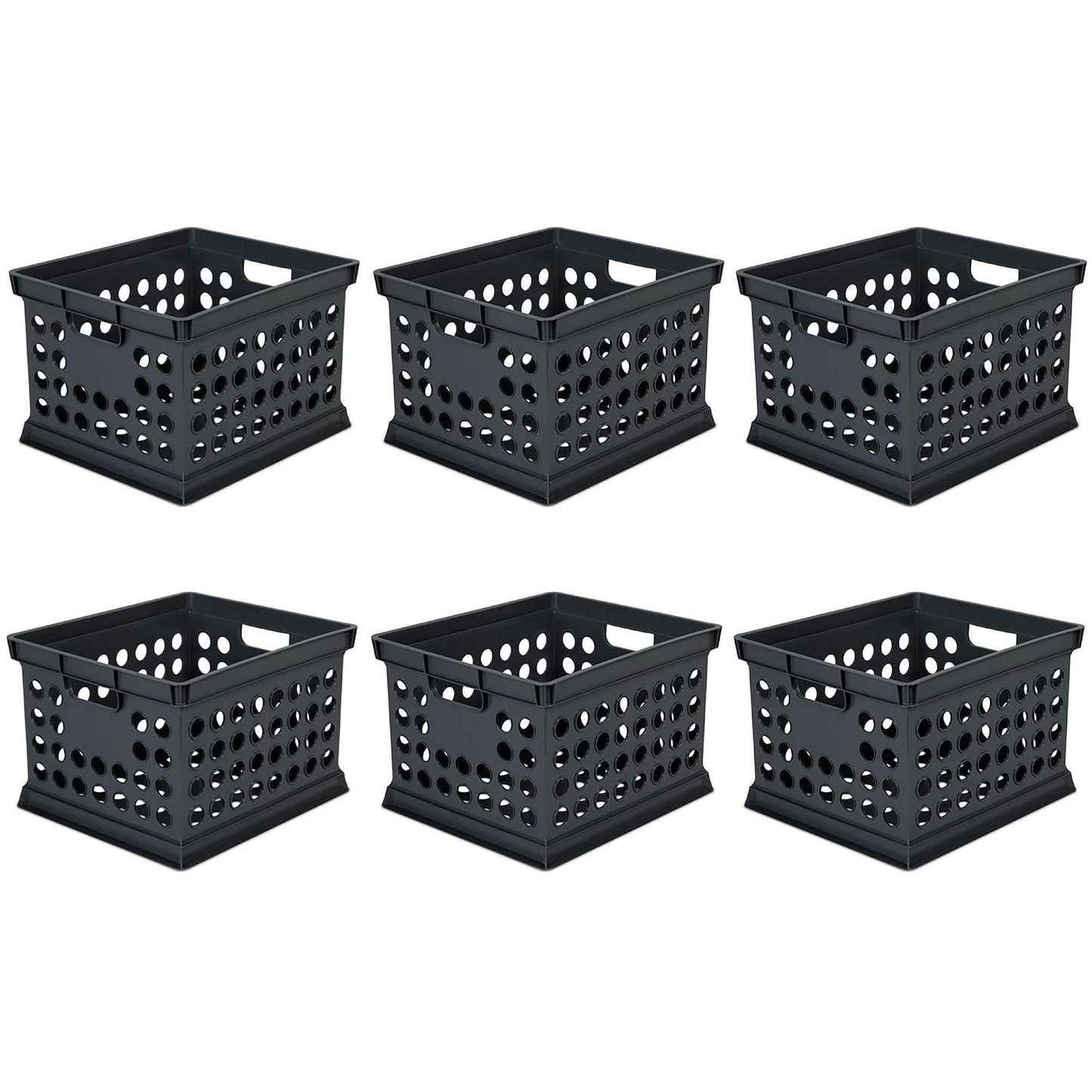 Storage Crate Bin File Organizer for Home & Office... (Black | Plastic)
