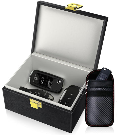 Samfolk Faraday Box with Faraday Bags for Car Keys, Car Key Signal Blocking Box, Keyless Entry Car Key Safe Protector Anti-Theft Shielding Cage (Small)