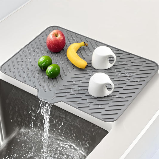 Silicone Dish Drying Mat 23x17,Food-Grade Silicone... (Gray | Silicone)