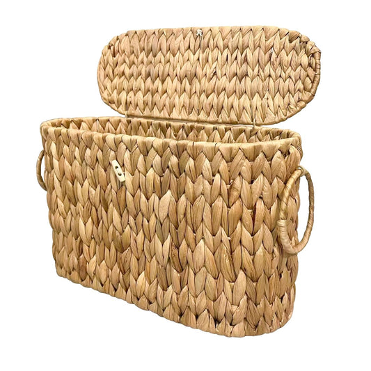 Toilet Paper Basket with Lid,Wicker Basket for Bat... (Water Hyacinth)