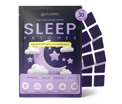 Life Management Sleep Patches for Adults, Overnight Topical Patches with Melatonin, Magnesium, Valerian Root & Hops, Bedtime Routine Stickers, 30 Count