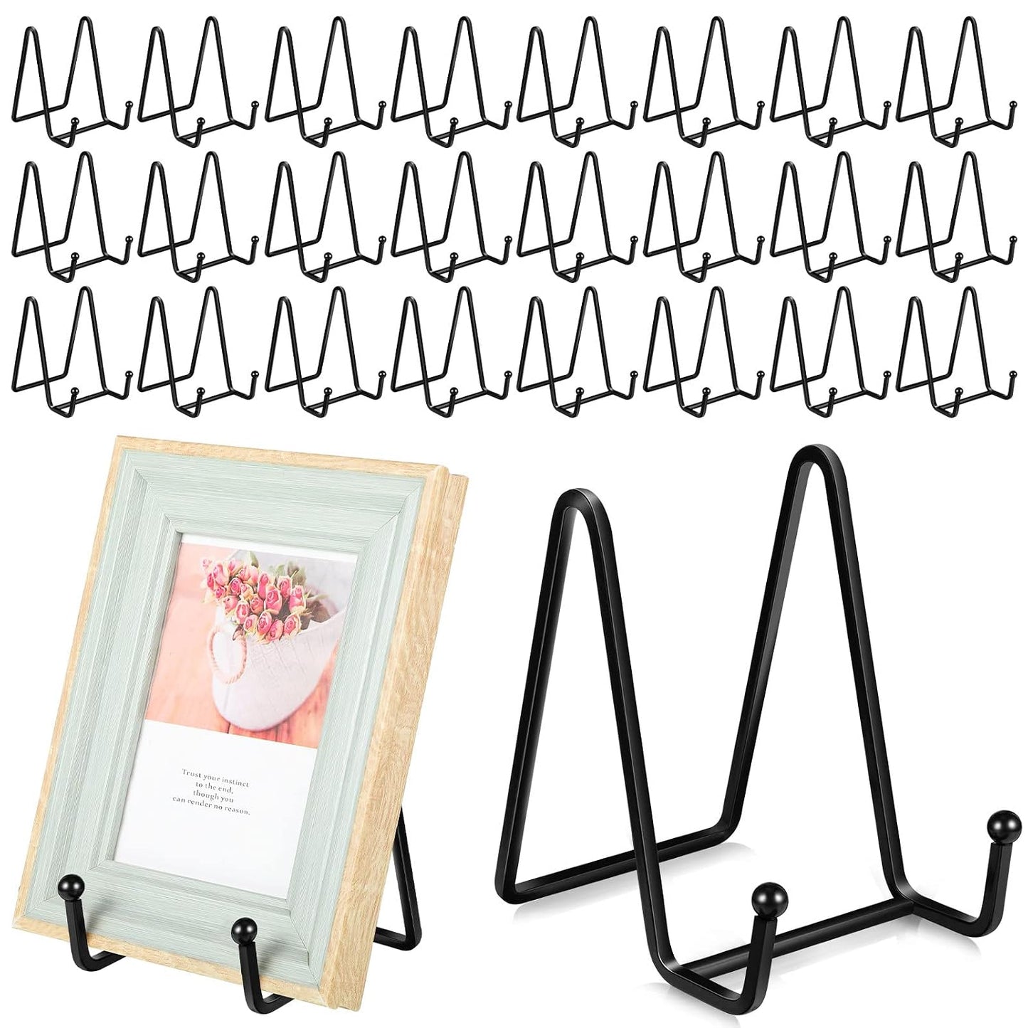 24 Pack Plate Stands for Display Picture Frame 4.5... (Black)