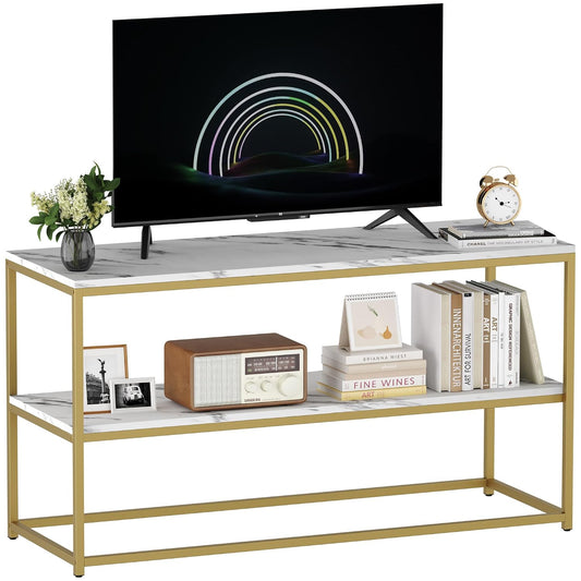 TV Stand for TVs up to 50 Inch, 2 Tier Entertainme... (42" Gold)