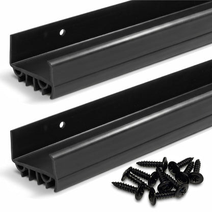 Door Sweep for Bottom of Door, Exterior Door Seal 36”, Fits Standard 1-3/4” Doors, Adjustable Fit, Blocks Draft, Noise, Dust & Bugs, Heavy Duty uPVC, Easy Install with Screws (2, Black)