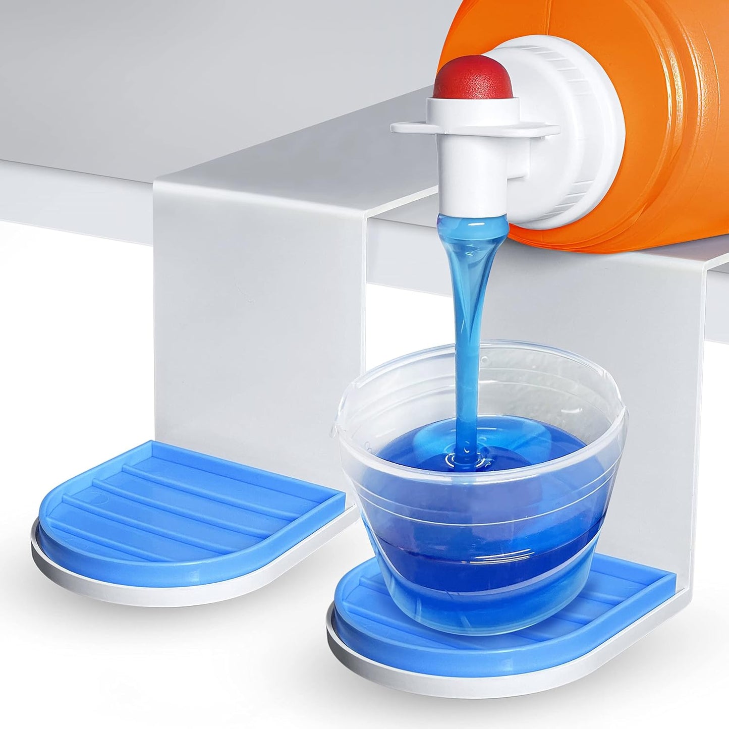 Simplation [2 Pack] Laundry Detergent Cup Holder, Detergent Drip Catcher | (Slide Style) No More Mess or Leaks, Laundry Detergent Cup Holder, Drip Catcher