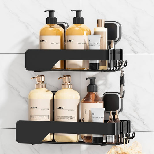 TAILI Shower Caddy Suction Cup Rustproof Metal Shower Shelves Black 2pack | Rustproof,No Drilling Wall Mounted Basket, Upgraded Removable Suction Cup Bathroom Organizer Heavy Duty Shampoo