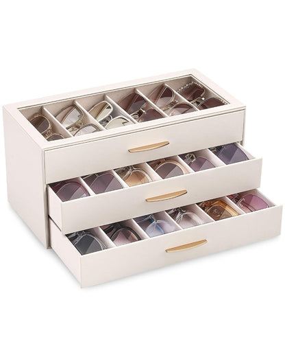 Lolalet Sunglasses Organizer Case for Women, Eyeglass Storage Holder | Display Box with Clear Top Lid, Mothers Day Gifts