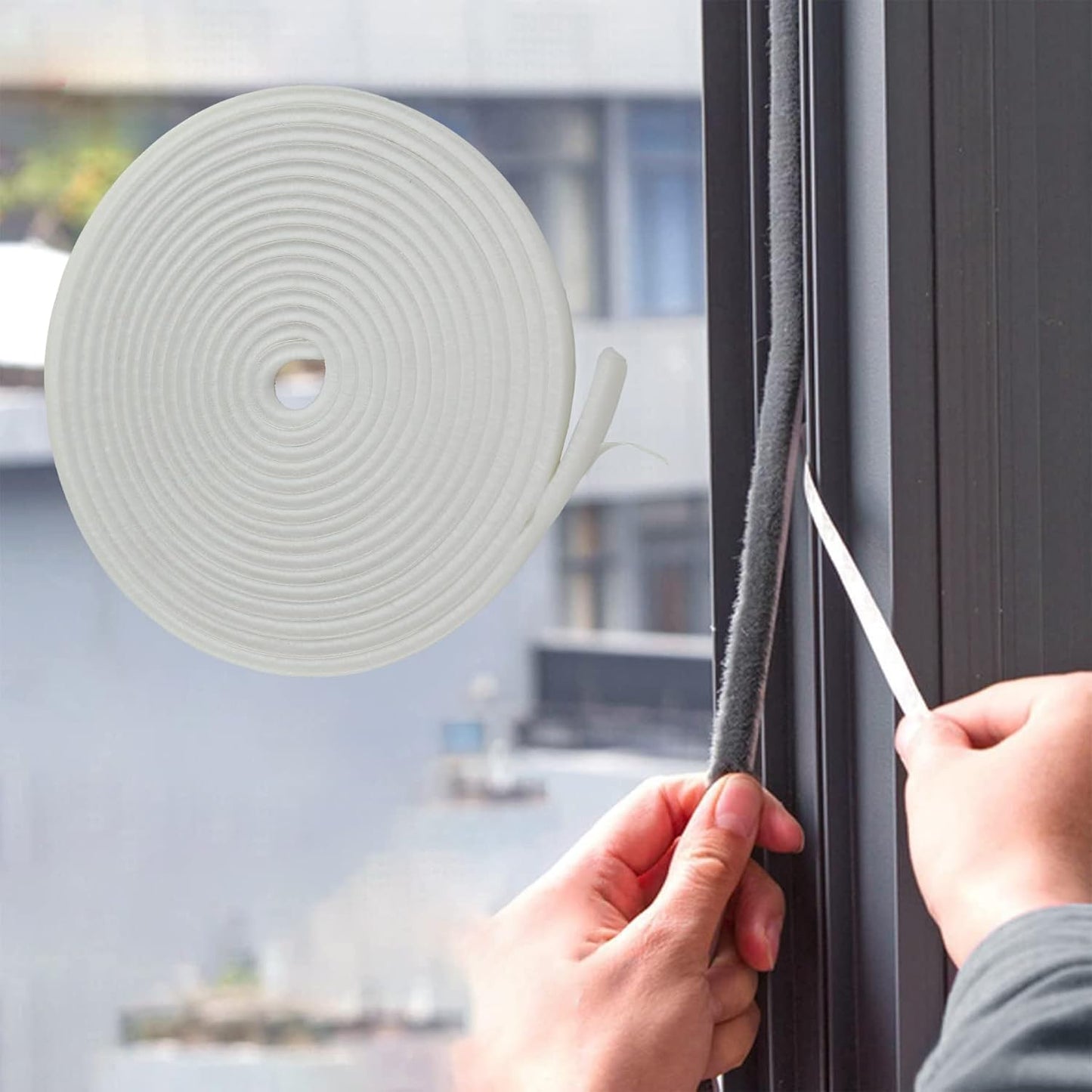 Bruiefpap 39.4FT Weather Stripping for Doors and Windows, Self-Adhesive Soundproofing Door Seal, Door Insulation for Sliding, Exterior, Frames and Front, 0.35'' Wide x 0.2'' Thick, White