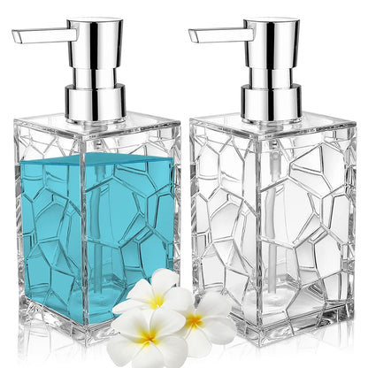 2 Pack Clear Rust Proof Soap Dispenser | Acrylic material for bathroom and kitchen countertops