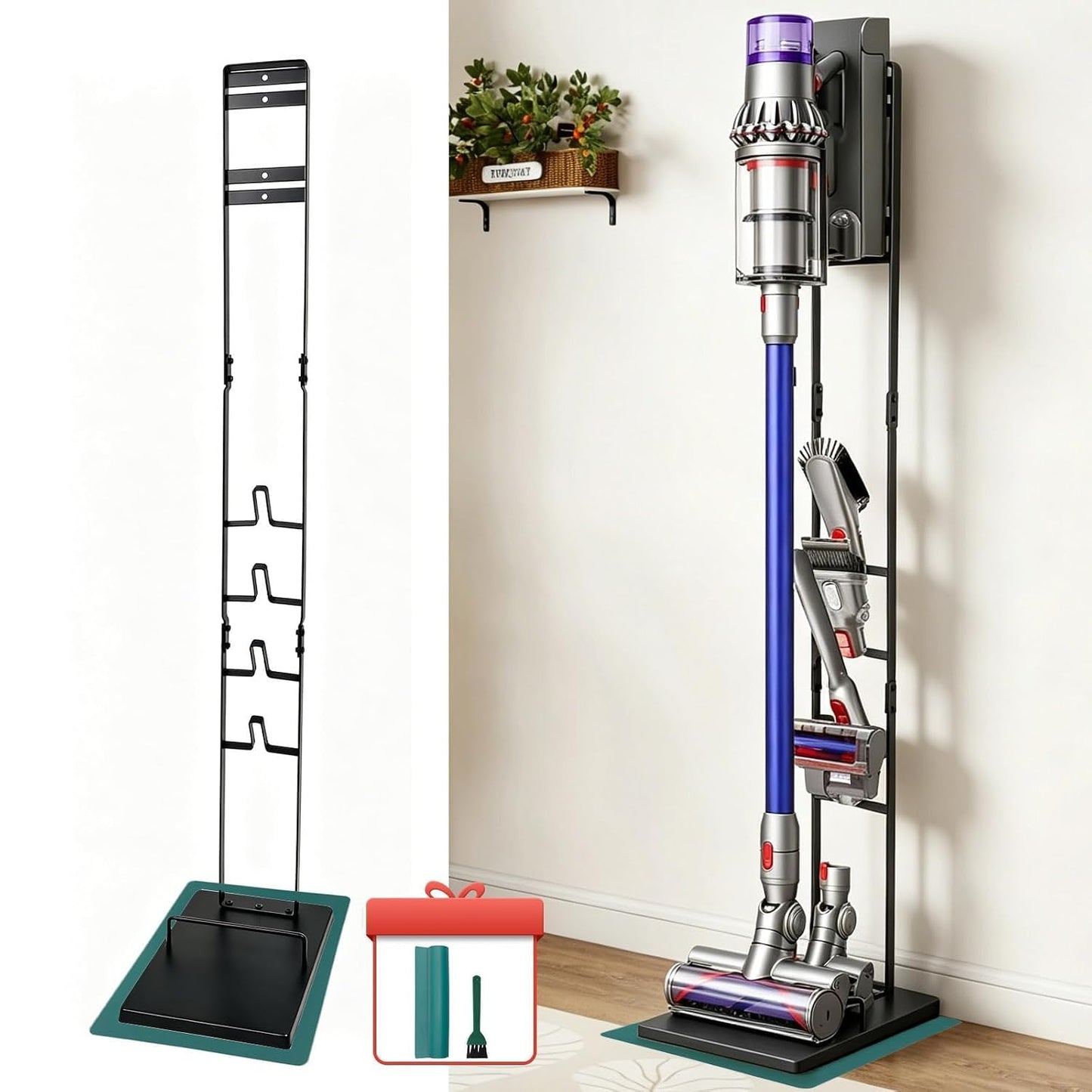 EZ SPARES Vacuum Stand fDocking Storage Station,cpmpatible with Dyson V6 V7 V8 V10 V15 V11 DC30 DC31 DC34 DC35 DC58 DC59 DC62 Cordless Stick Vacuum Cleaners,Stable Metal Storage Bracket Holder(Black)