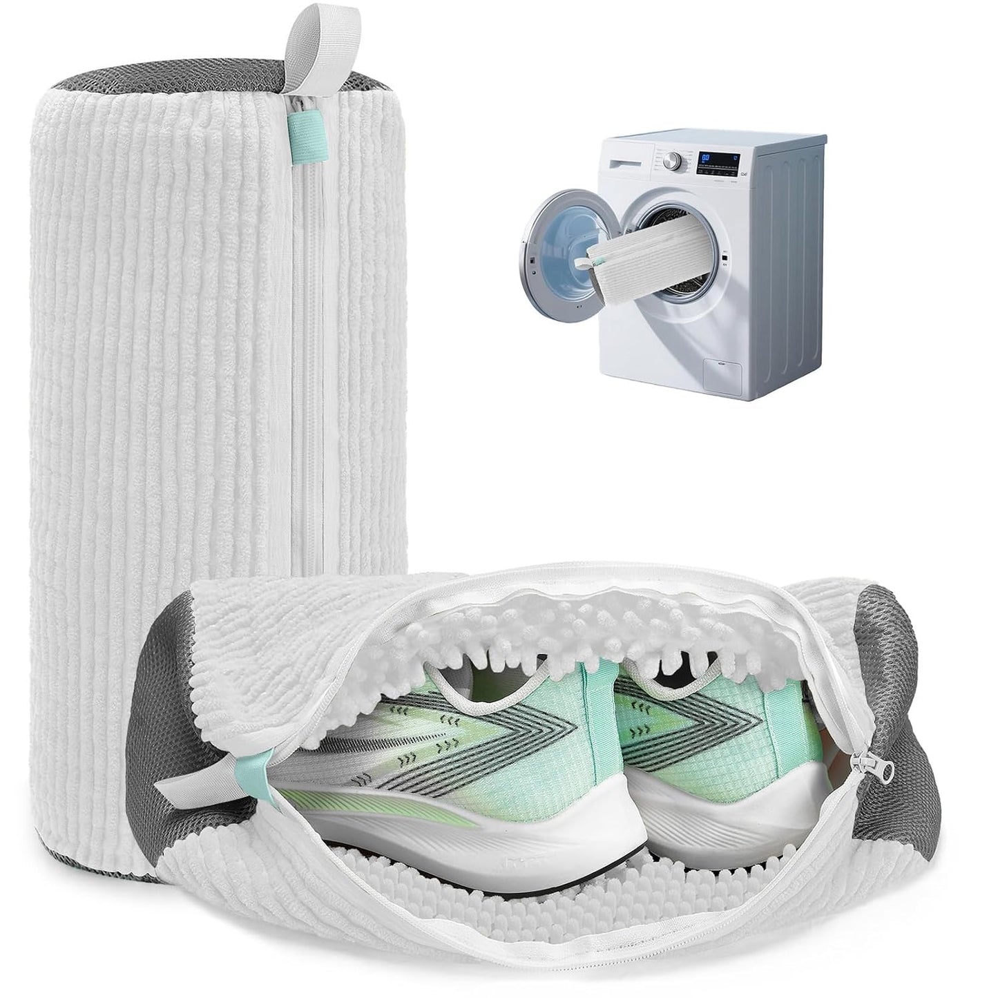 Shoe Washing Machine Bag Laundry Shoe Bag for Washer and Dryer Reusable 2pc Shoe Cleaning Bags for Sneakers 360° Deep Cleaning Machine for All Shoes Types With Self-locking Zipper