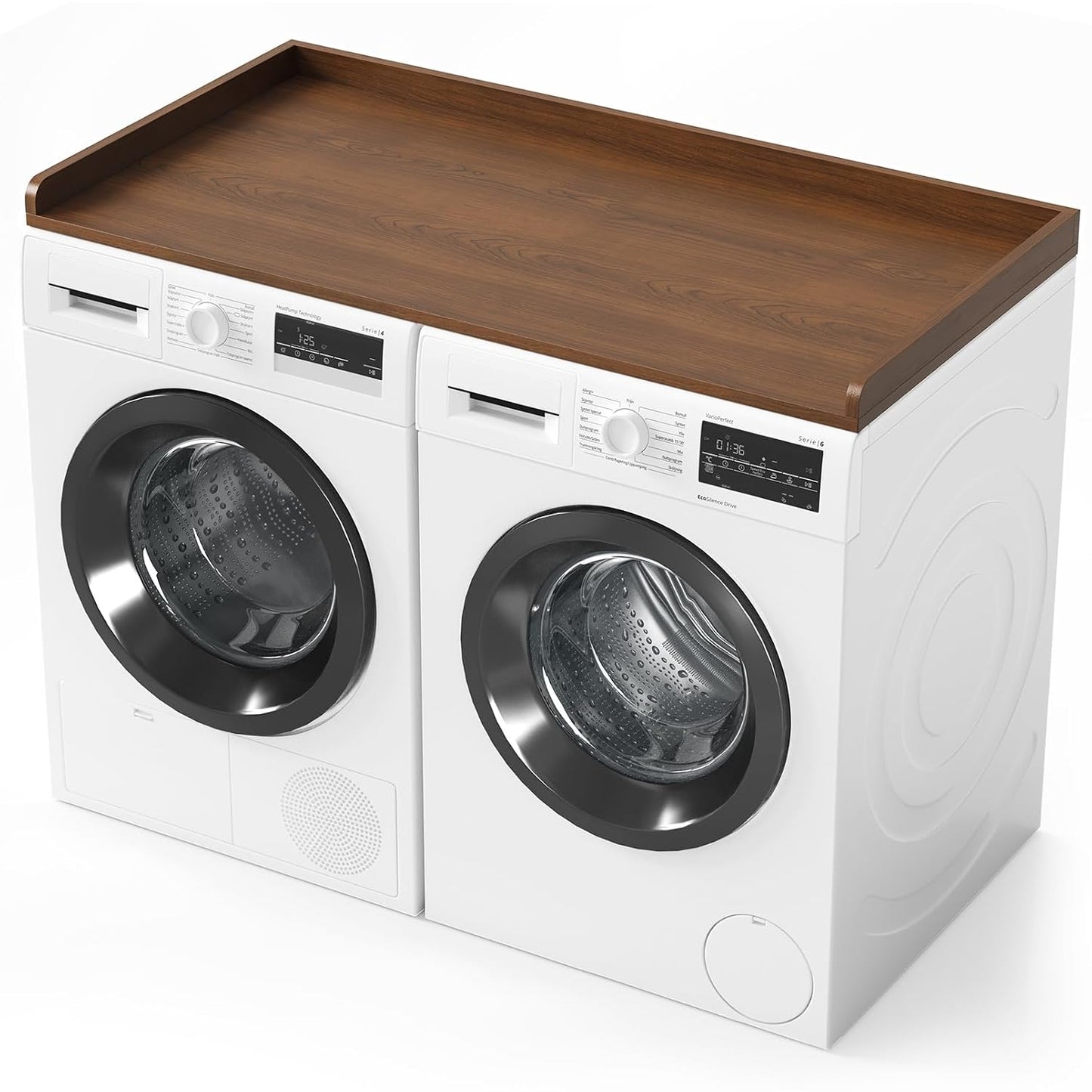 SpaceAid Washer Dryer Countertop, Laundry Wood Shelf Topper with Edge, 54" Width x 27.5" Depth Cover Guard Organizer for Washer and Dryer Laundry Hamper Counter Storage Organization (Brown Wood)