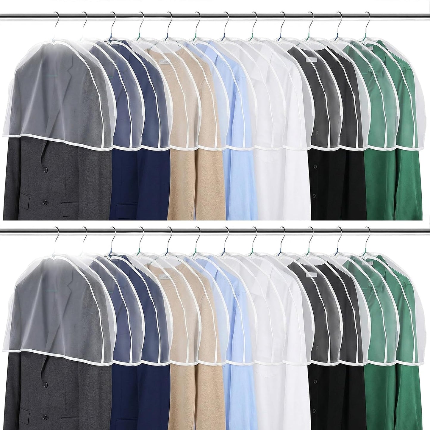 24 Pcs Garment Covers for Hanging Clothes, Shoulder Cover Breathable Garment Dust Covers Protectors With 2" Gusset for Suit, Coats, Jackets, Dress, Closet Storage, 24''W x 12"H x 2''D