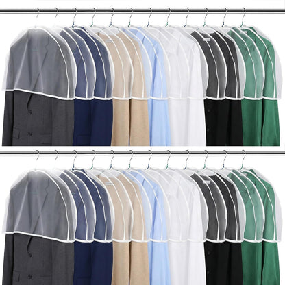 24 Pcs Garment Covers for Hanging Clothes, Shoulder Cover Breathable Garment Dust Covers Protectors With 2" Gusset for Suit, Coats, Jackets, Dress, Closet Storage, 24''W x 12"H x 2''D