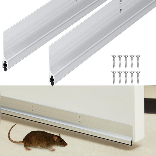 2 Pcs 36 Inches Metal Door Draft Stopper, Door Swe... (Silver | Aluminum)