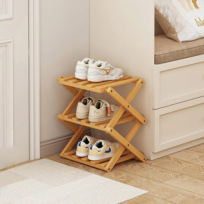 Small Shoe Rack, 3 Tier Portable Folding Shoe Storage Rack, Without Installation, Mini Free Standing Shoe Rack for Camping, Corridors, Bedrooms Living Room Corner and Small Spaces